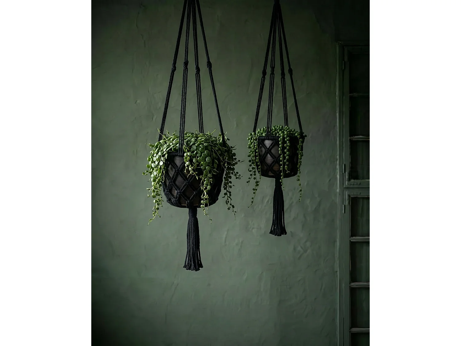 Le Porte-Plante Macramé - Noir - L
