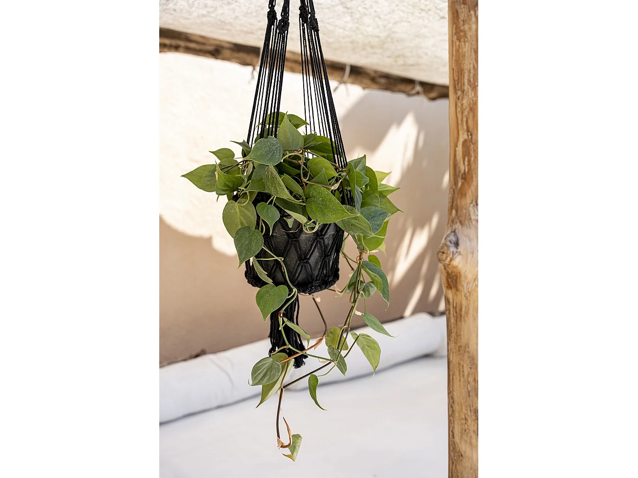 Le Porte-Plante Macramé - Noir - L
