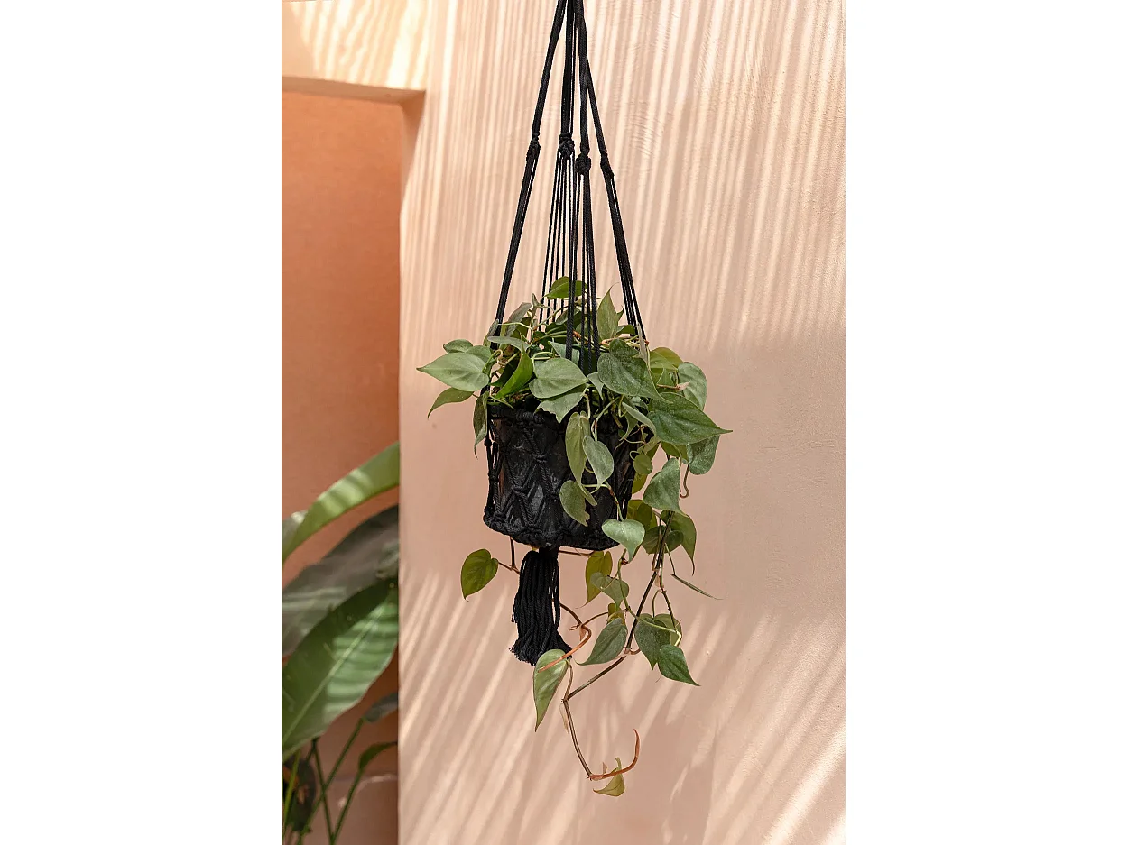 Le Porte-Plante En Macramé - Noir - M