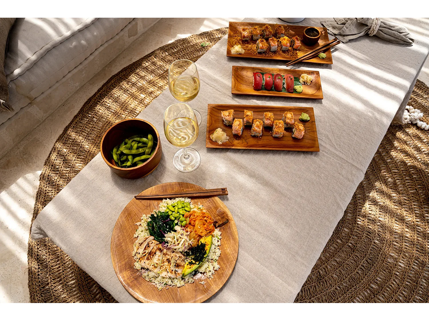 De Teak Root Sushi Bord - M