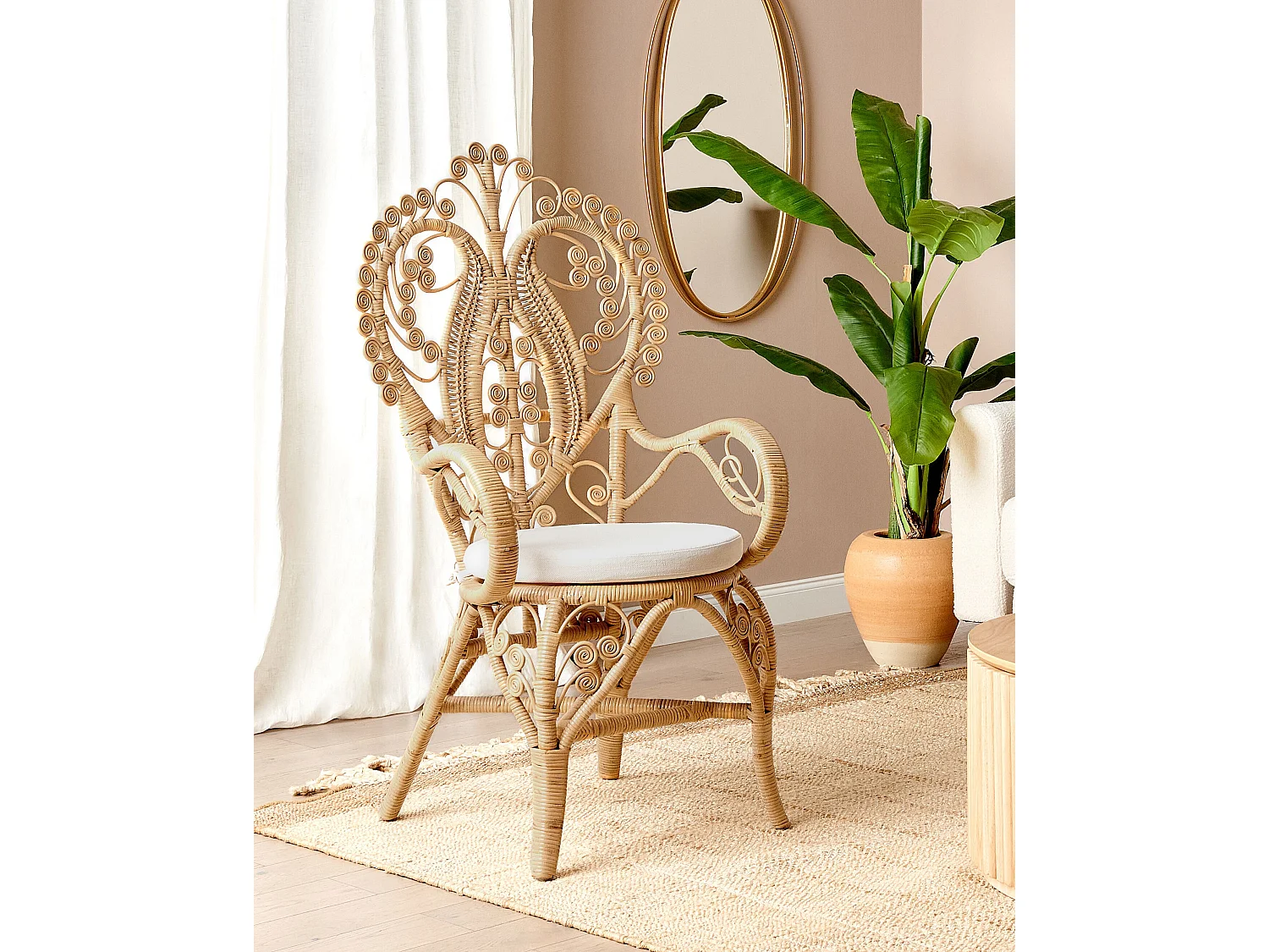 Chaise paon CARRARA Rotin Naturel