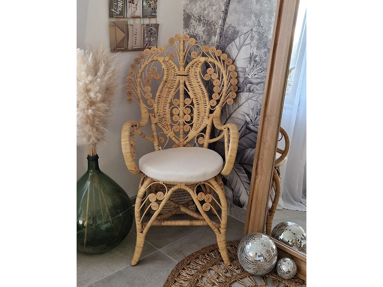 Chaise paon CARRARA Rotin Naturel