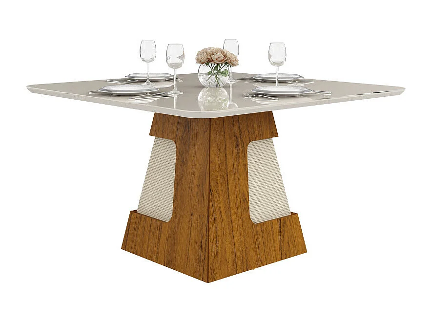 Table à Manger 8 Personnes Carrée 136 cm Chêne et Blanc