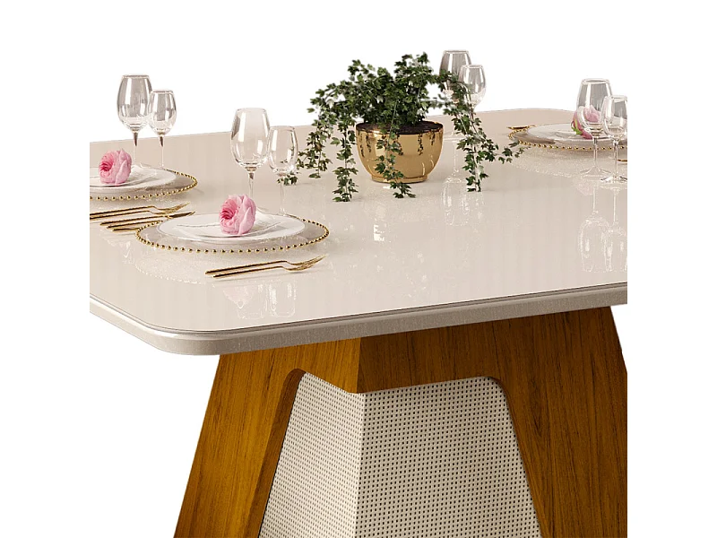 Table à Manger 8 Personnes Carrée 136 cm Chêne et Blanc