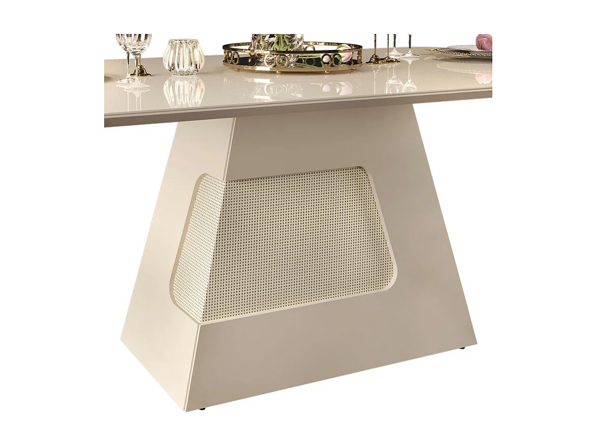 Table à Manger 6 Personnes Rectangle Blanc Ecru 180 x 80 x 90 cm