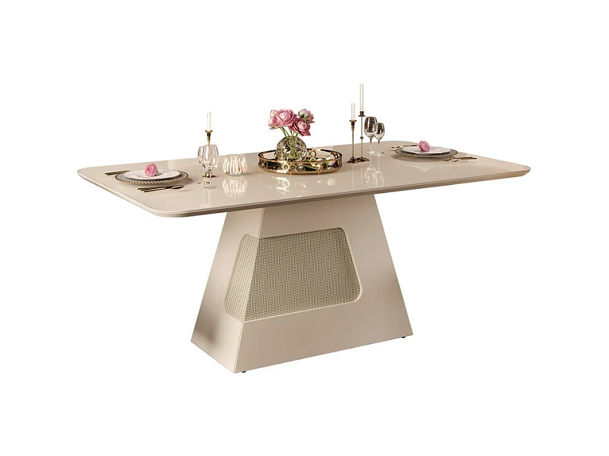 Table à Manger 6 Personnes Rectangle Blanc Ecru 180 x 80 x 90 cm
