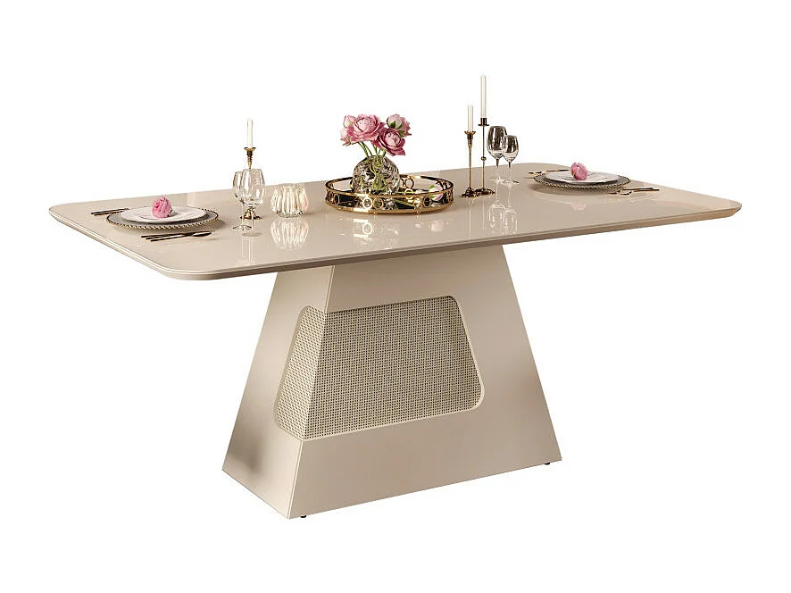 Table à Manger 6 Personnes Rectangle Blanc Ecru 180 x 80 x 90 cm