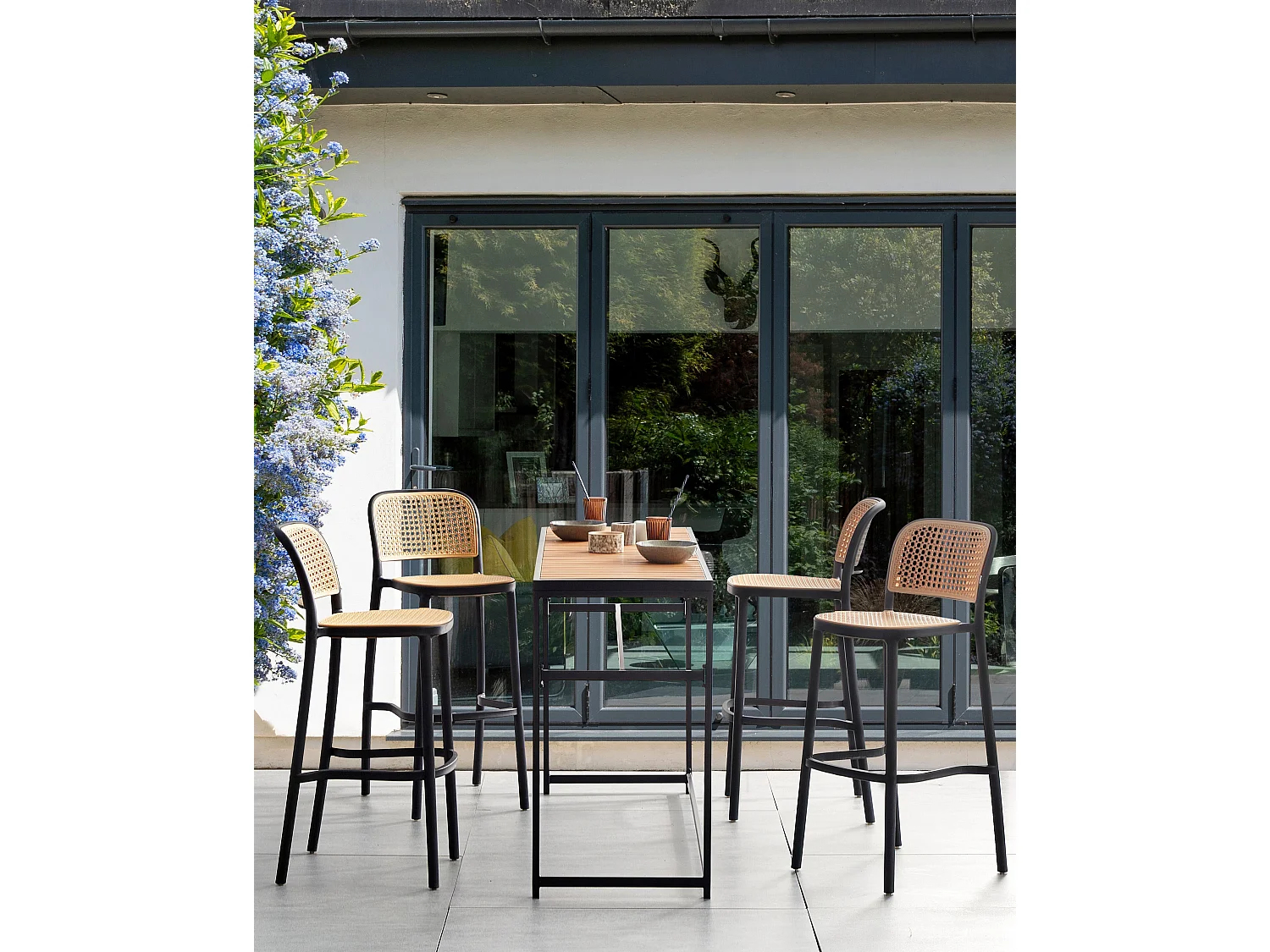 Lot de 4 chaises de bar PLOSE Matière synthétique Beige