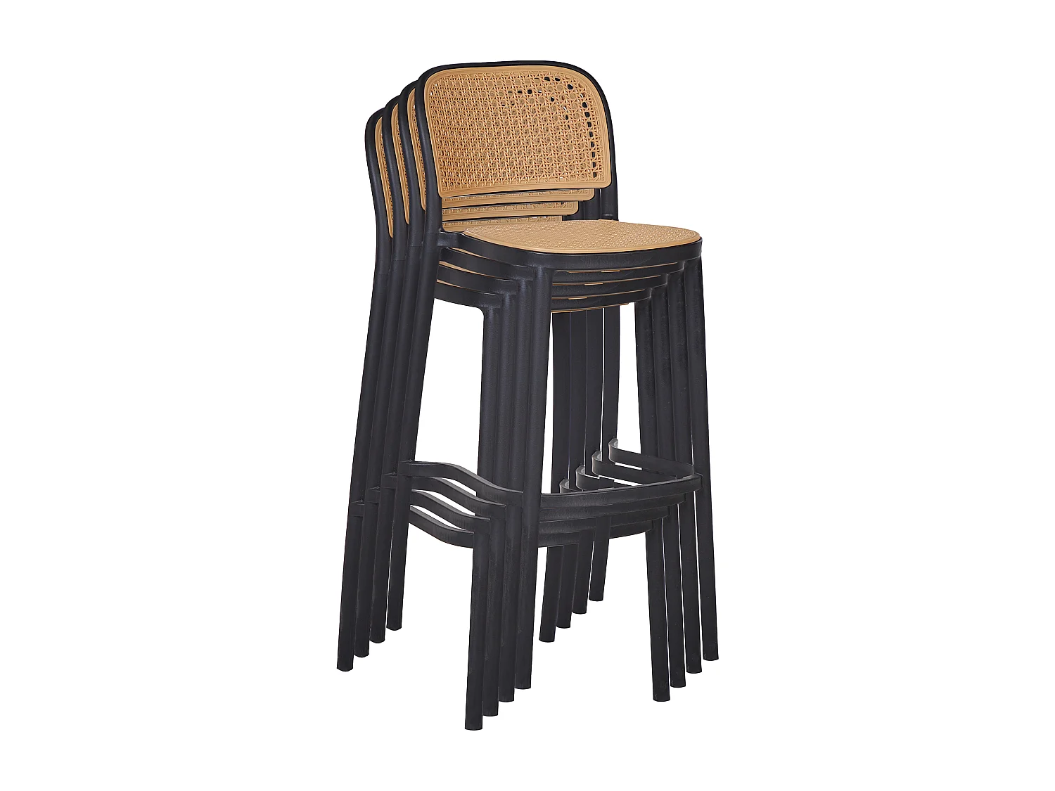 Lot de 4 chaises de bar PLOSE Matière synthétique Beige