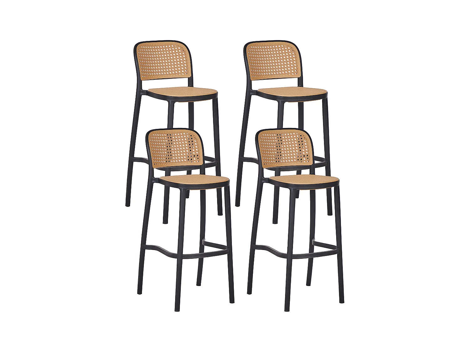 Lot de 4 chaises de bar PLOSE Matière synthétique Beige