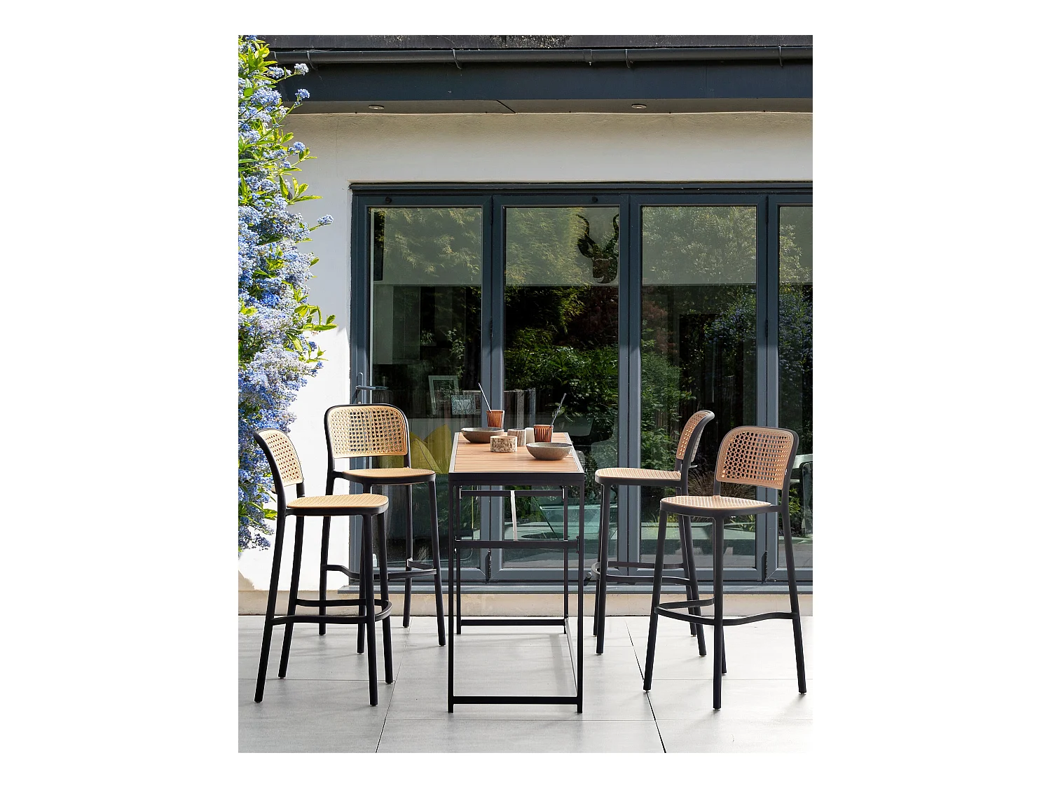 Lot de 4 chaises de bar PLOSE Matière synthétique Beige