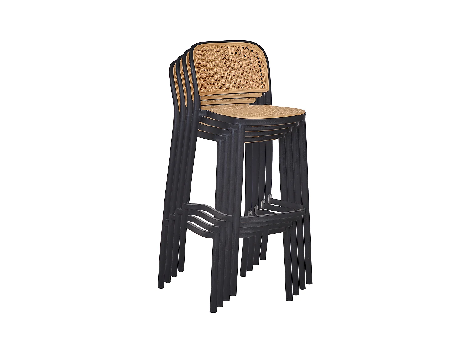 Lot de 4 chaises de bar PLOSE Matière synthétique Beige