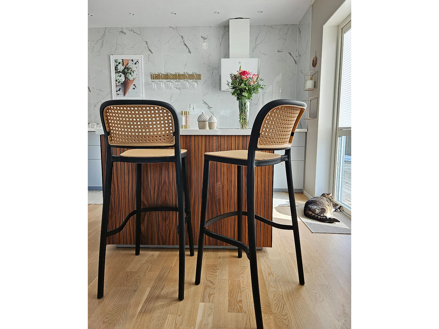 Conjunto de 4 sillas de bar PLOSE Material sintético Beige