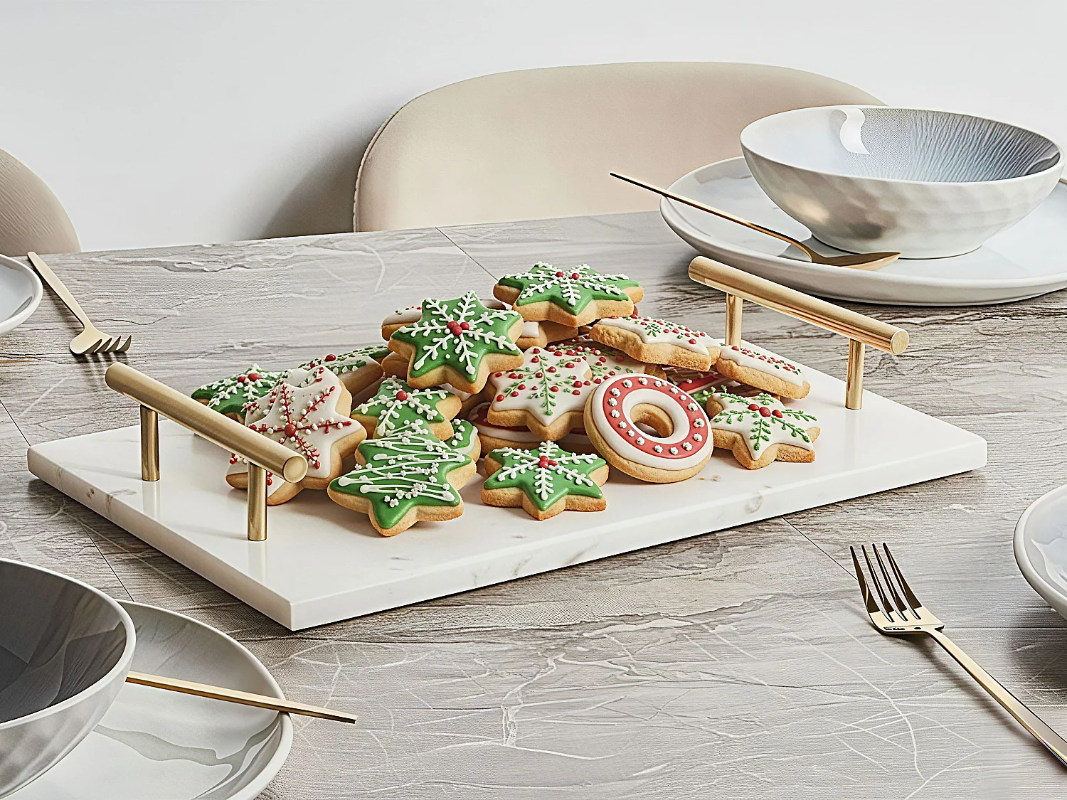 Servierbrett DIMARI Stein Weiss