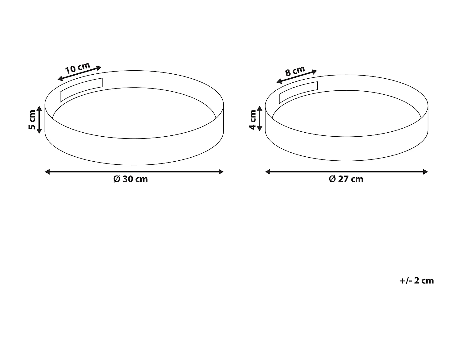Dekotablett 2er Set Rattan natürlich / beige rund mit Griffen Boho Adelso