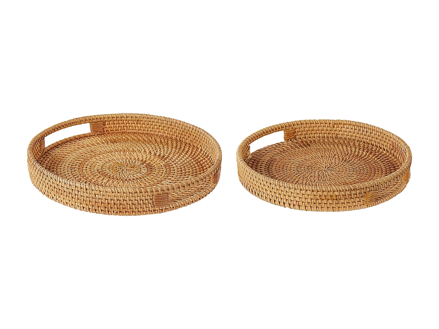 Lot de 2 plateaux décoratifs ADELSO Rotin Beige