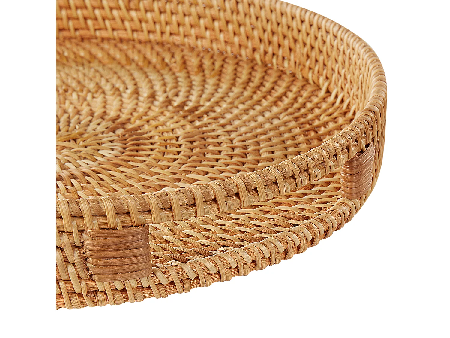 Lot de 2 plateaux décoratifs ADELSO Rotin Beige