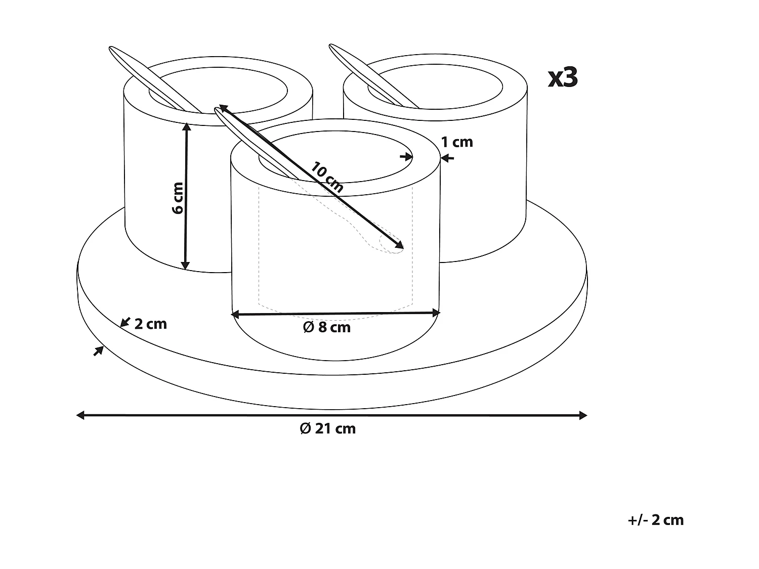 Servierbrett mit Schalen 3er Set HERAKLION Stein Marmor Bunt