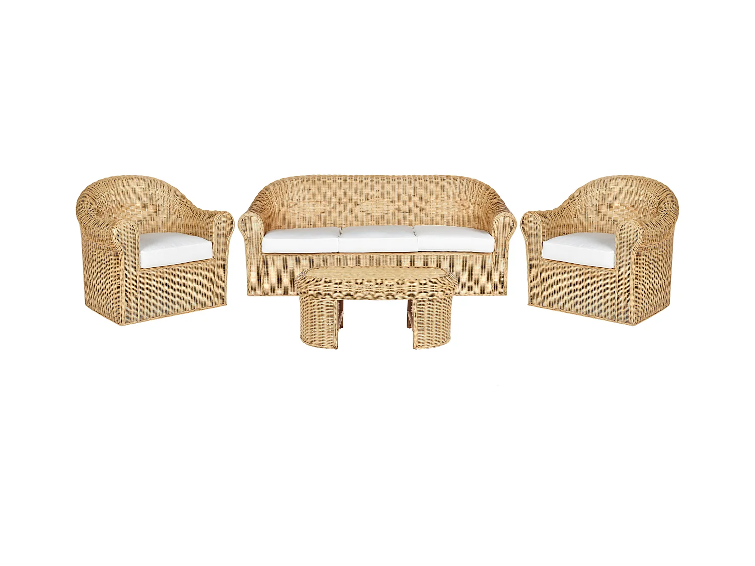 Ensemble de salon de jardin avec table 5 places LIVADEIA Rotin Naturel