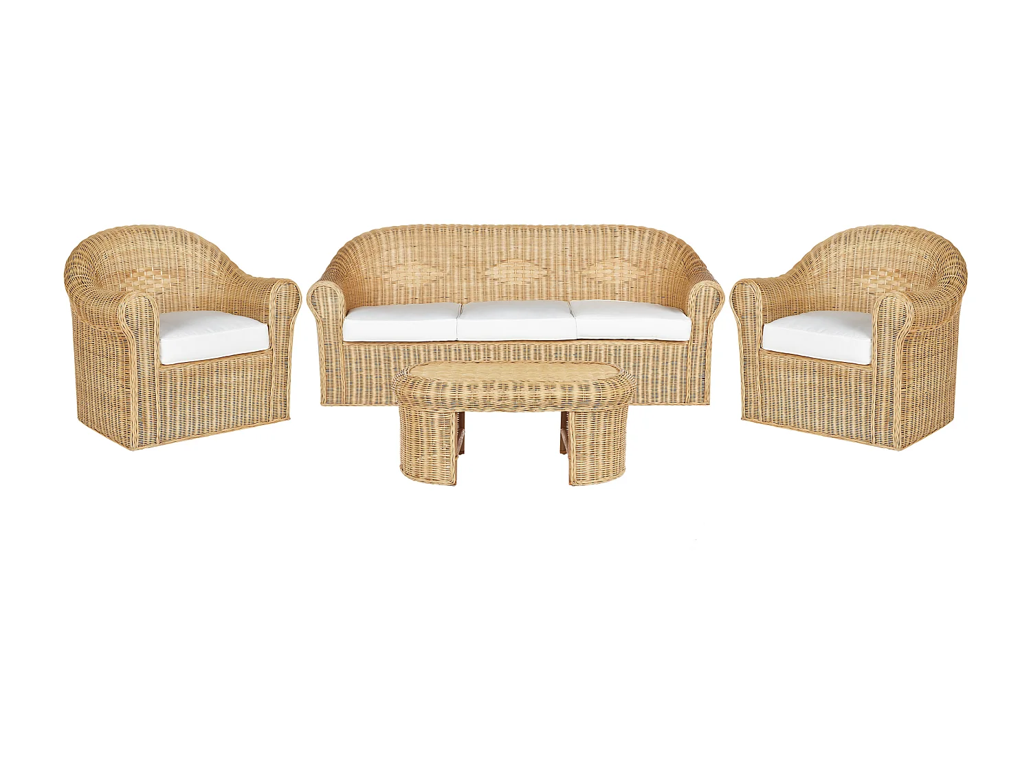 Ensemble de salon de jardin avec table 5 places LIVADEIA Rotin Naturel