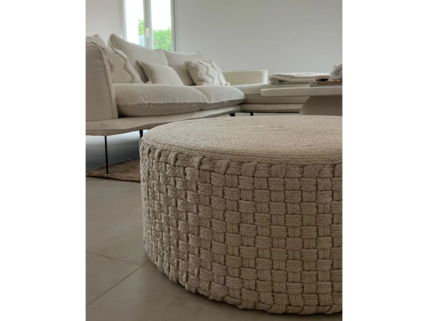 Pouf MITHI Hellbeige 70 cm 70 cm 30 cm