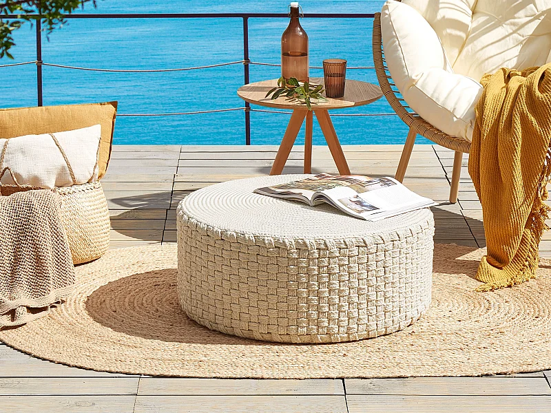 Pouf MITHI Hellbeige 70 cm 70 cm 30 cm