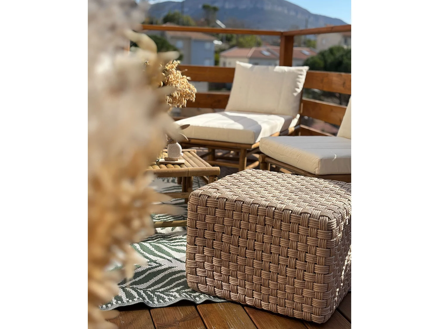 Pouf NALLI Beige chiaro 50 cm 50 cm 35 cm