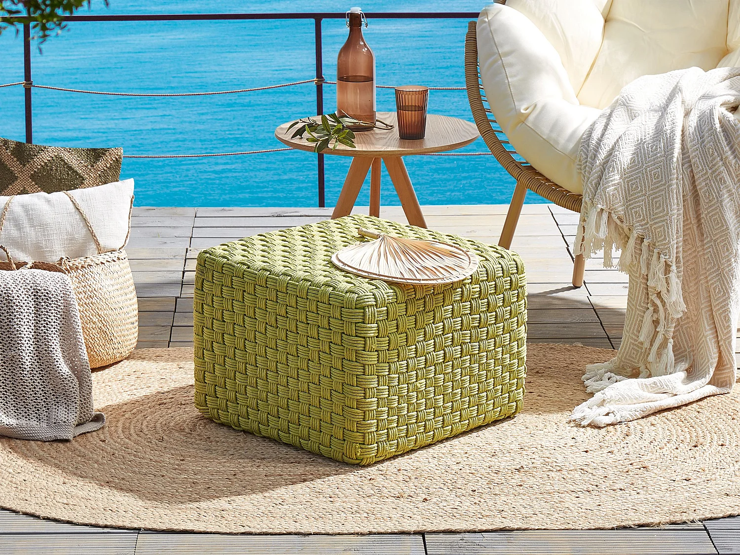 Puf NALLI Zielony 50 cm 50 cm 35 cm