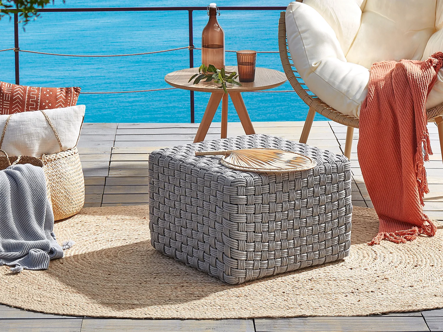 Pouf NALLI Grigio 50 cm 50 cm 35 cm