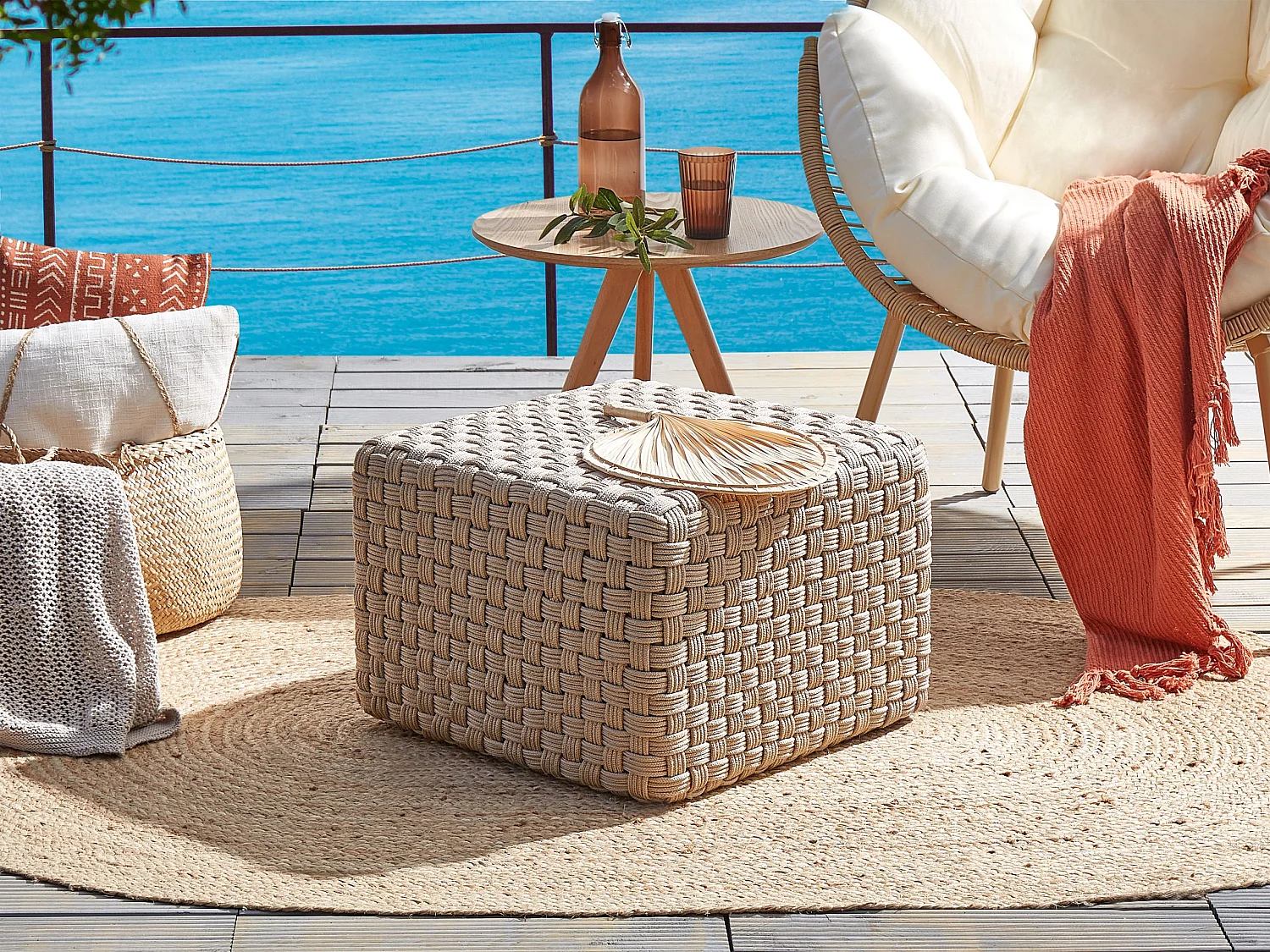 Pouf NALLI Taupe 50 cm 50 cm 35 cm