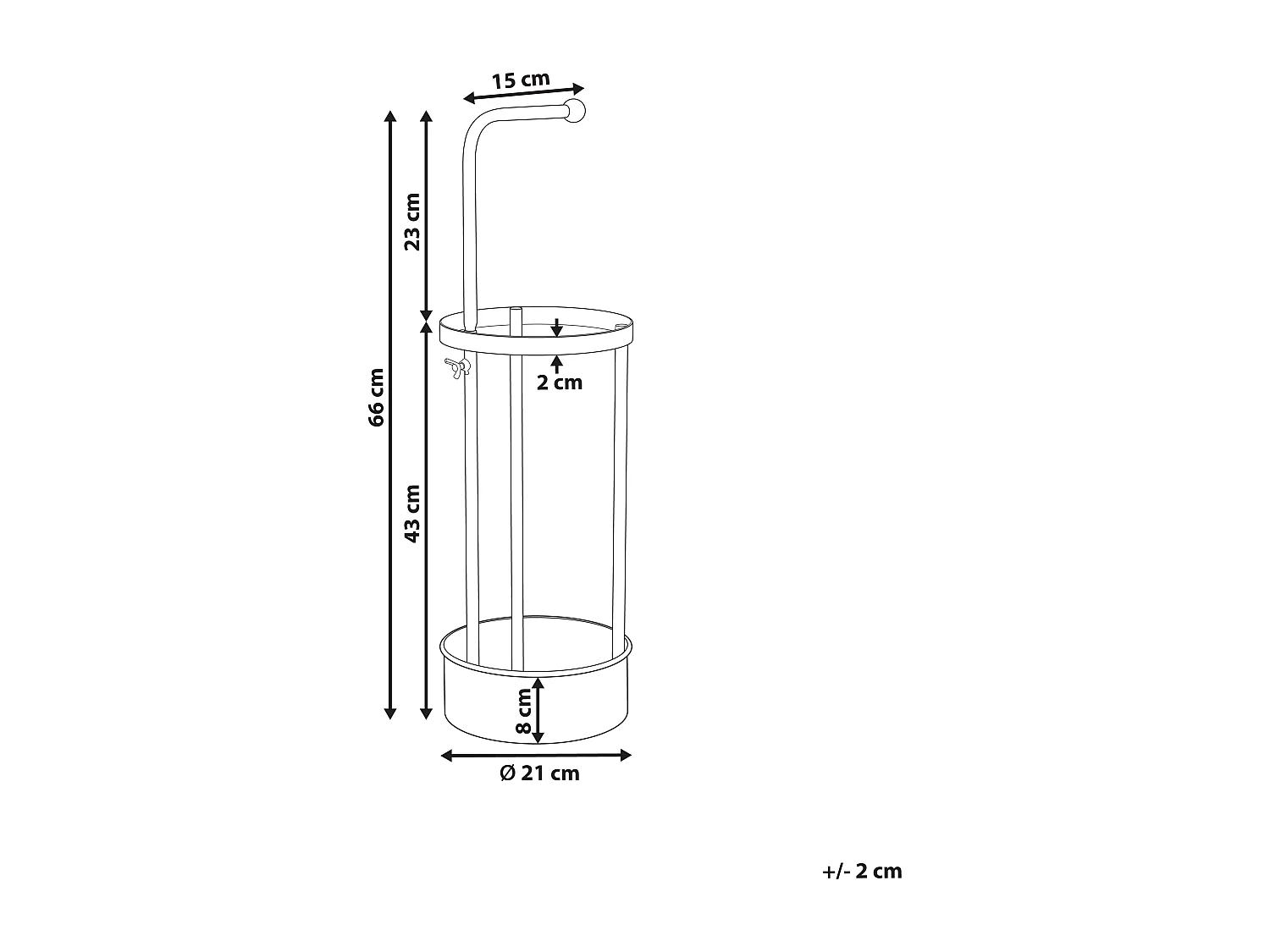 Paraplubak MONNAIE Metaal Zwart