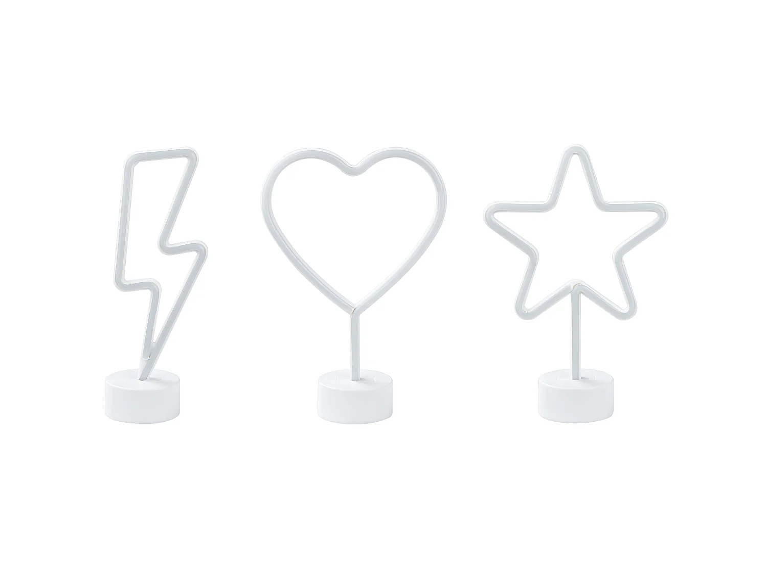 LED Neon Licht Dekofiguren bunt gelb/rot/blau 3er Set batteriebetrieben Floretta