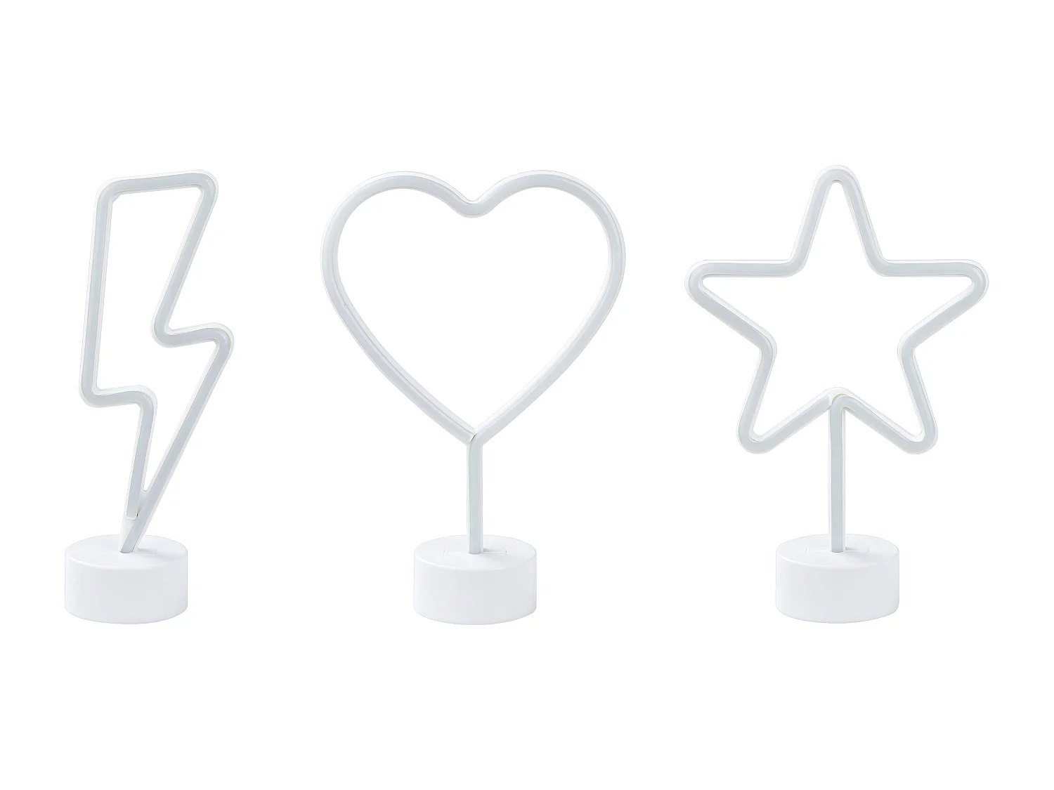 LED Neon Licht Dekofiguren bunt gelb/rot/blau 3er Set batteriebetrieben Floretta