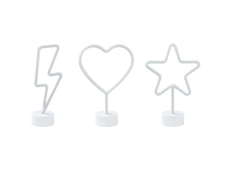 LED Neon Licht Dekofiguren bunt gelb/rot/blau 3er Set batteriebetrieben Floretta