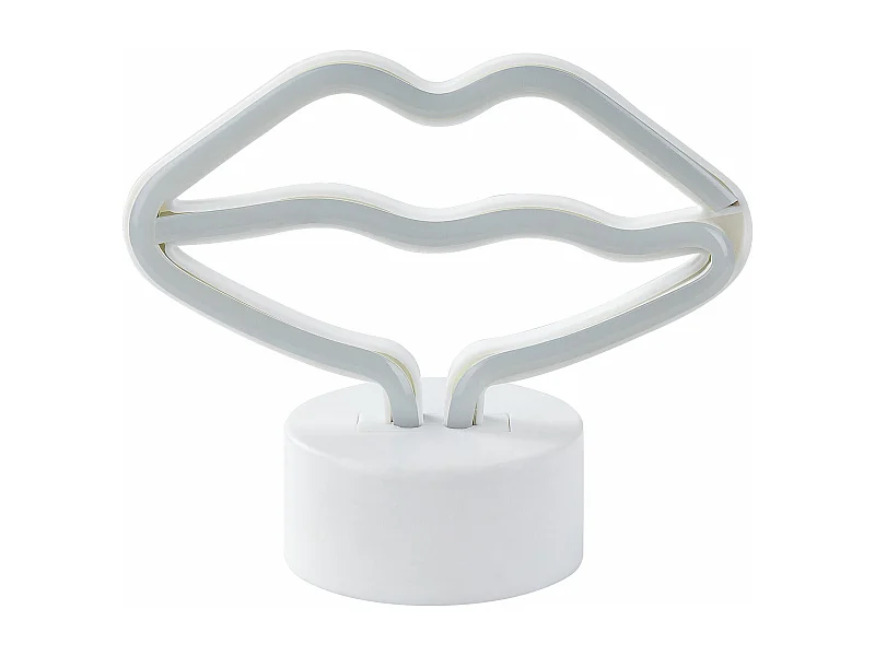 LED Neon Licht Dekofigur rosa 15 cm hoch Mund Lippen batteriebetrieben Flora