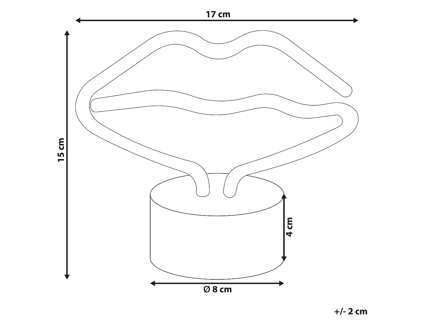 LED Neon Licht Dekofigur rosa 15 cm hoch Mund Lippen batteriebetrieben Flora