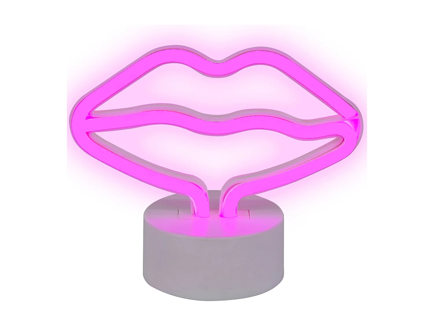 LED Neon Licht Dekofigur rosa 15 cm hoch Mund Lippen batteriebetrieben Flora