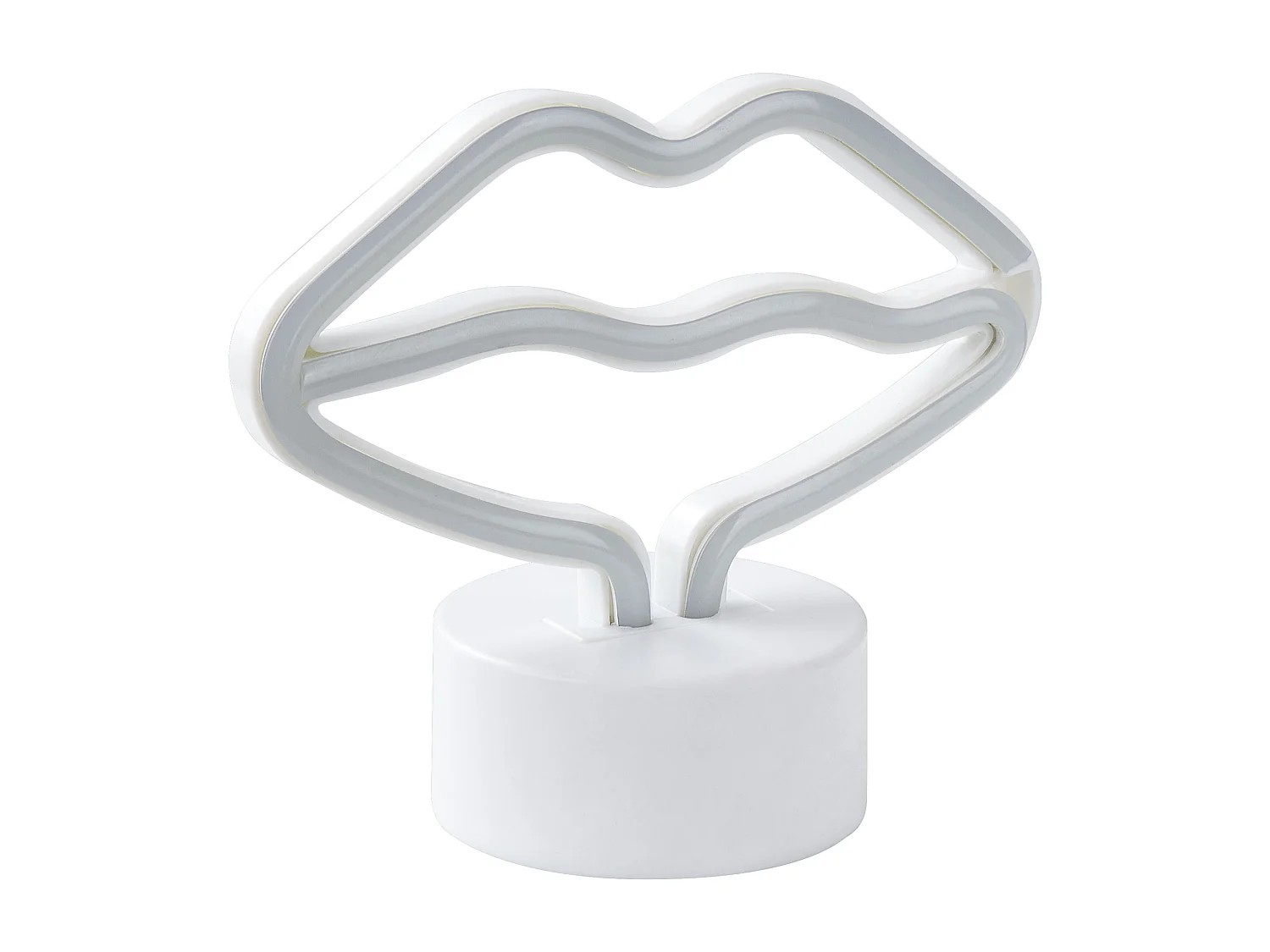 LED Neon Licht Dekofigur rosa 15 cm hoch Mund Lippen batteriebetrieben Flora