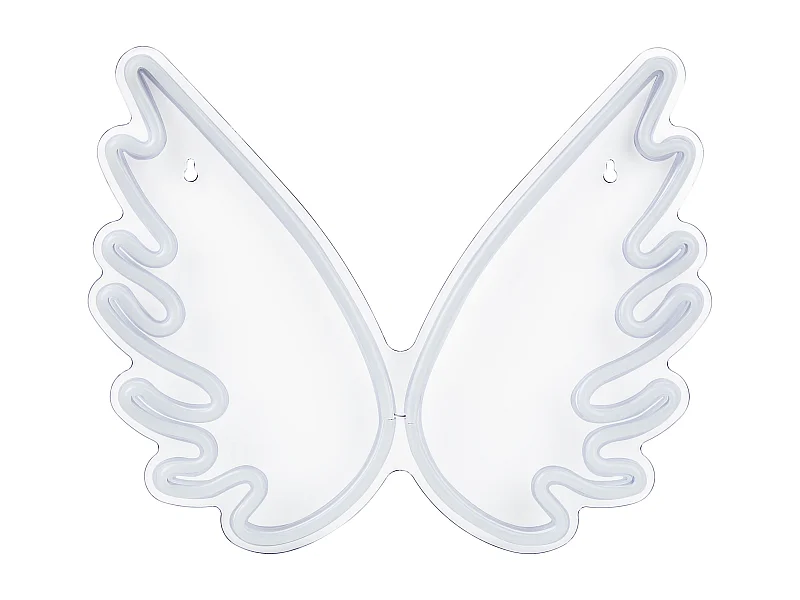 LED Neon Licht Wanddeko weiß 33 cm hoch Engelsflügel mit Kabel Gabriel