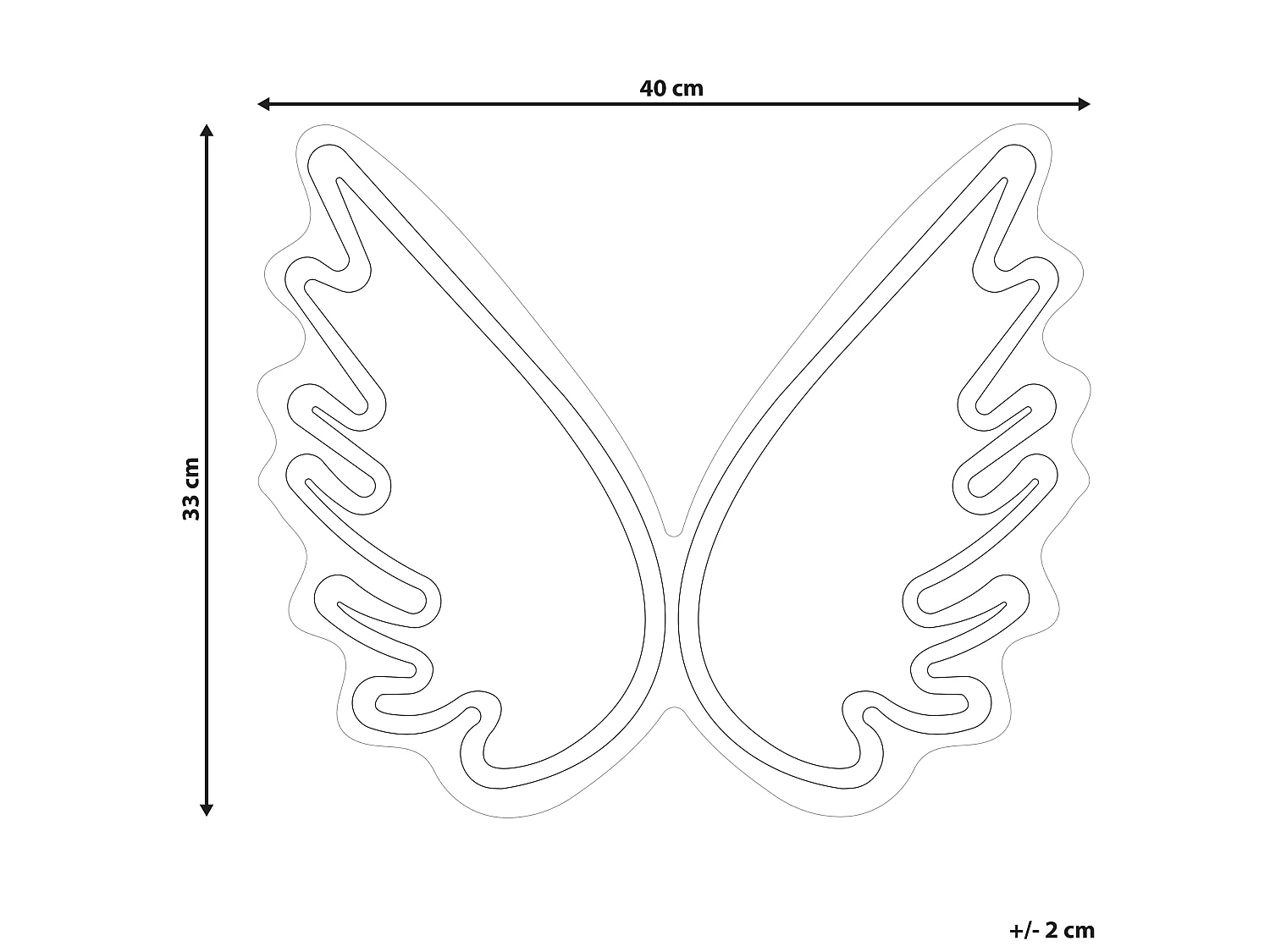 LED Neon Licht Wanddeko weiß 33 cm hoch Engelsflügel mit Kabel Gabriel