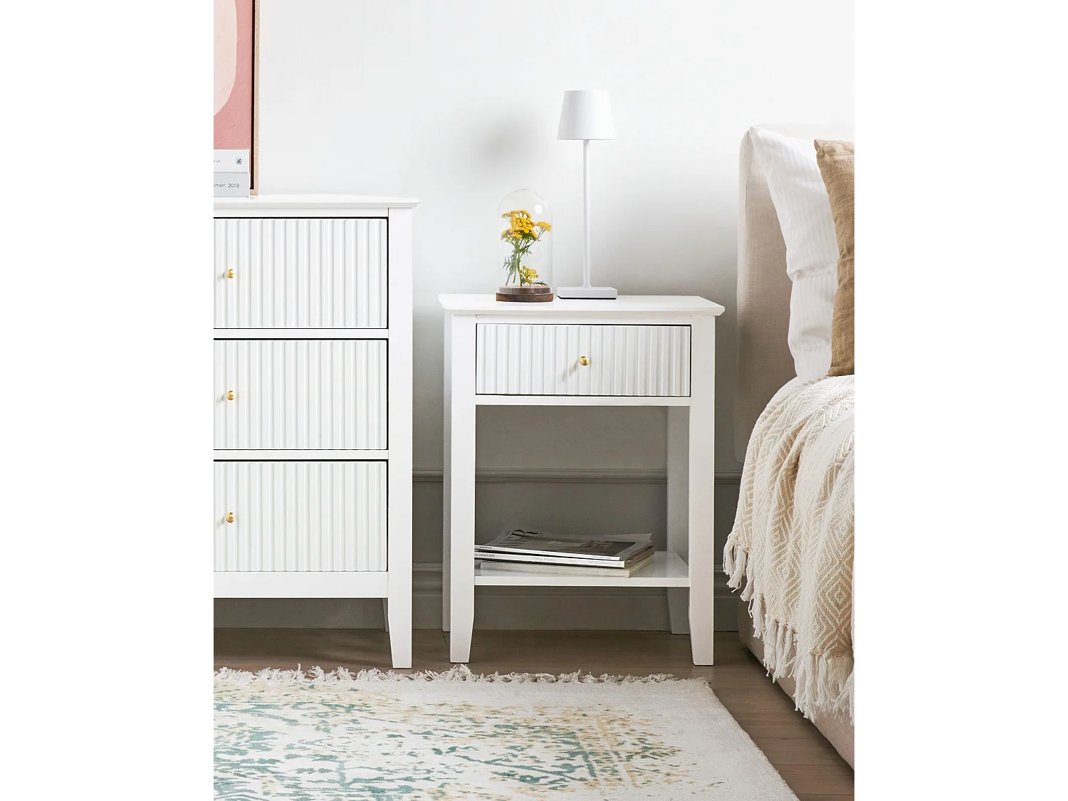 Table de nuit à 1 tiroir ASSISI Blanc