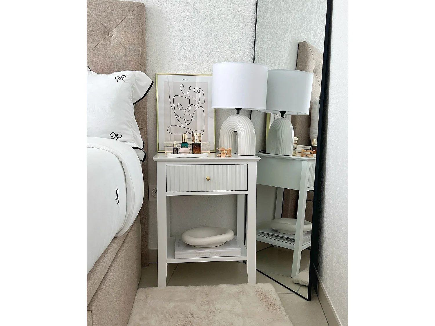 1 Drawer Bedside Table ASSISI White