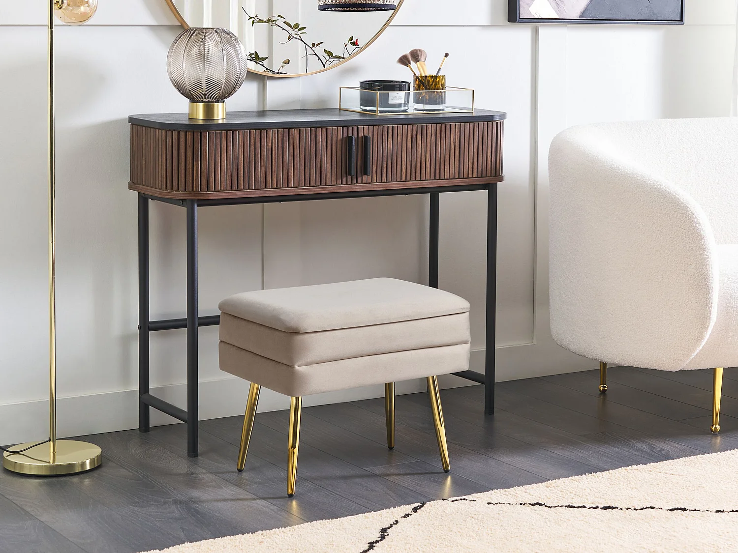 Banc de rangement ODESSA Velours Beige