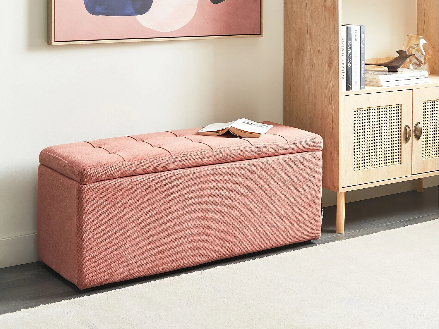 Pouf de rangement OREM Tissu Rose