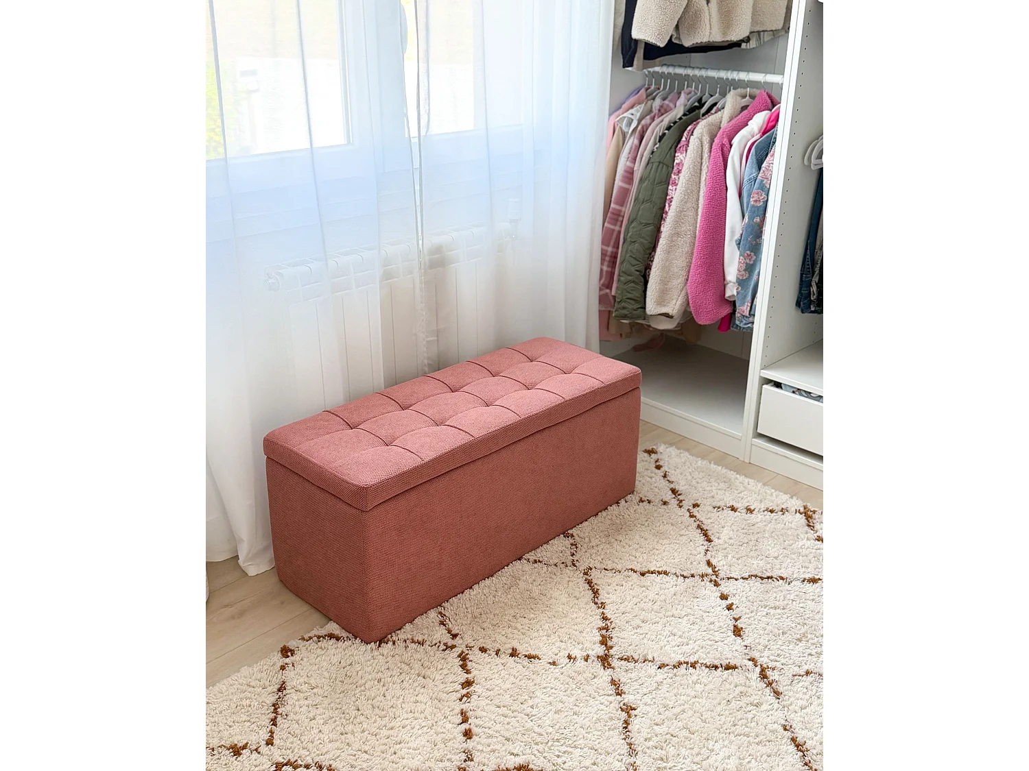 Pouf de rangement OREM Tissu Rose