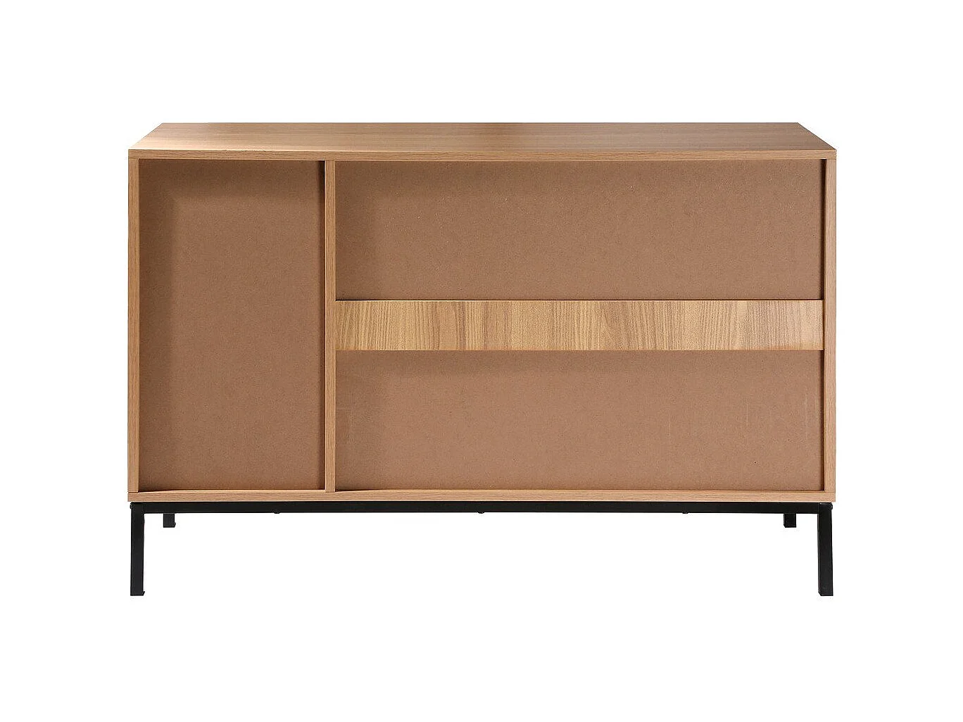 Buffet 2 portes 2 niches ouvertes effet bois rainuré L110 cm - TARA