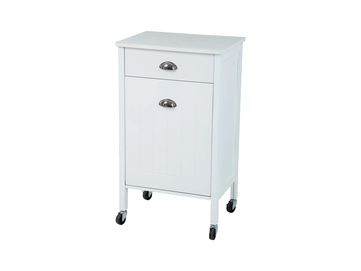 Chariot de cuisine SVITA à roulettes, système de tri des déchets avec tiroirs, blanc