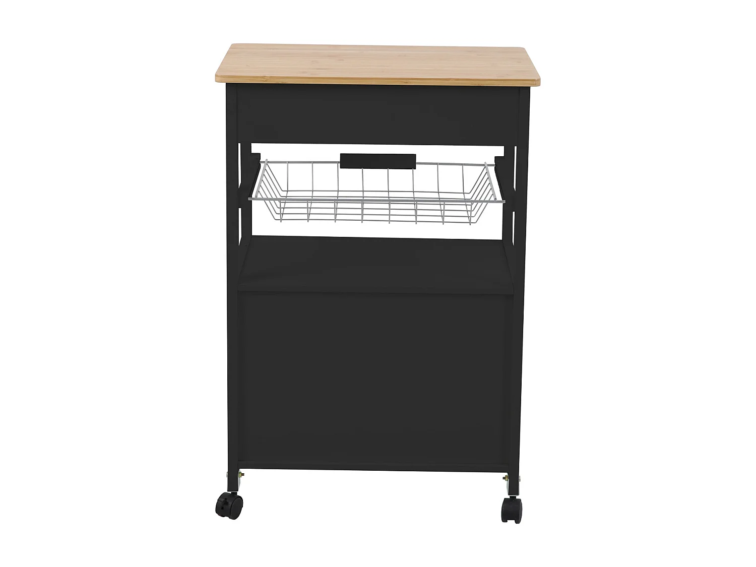 SVITA desserte de cuisine sur roulettes avec plan de travail panier en bois noir