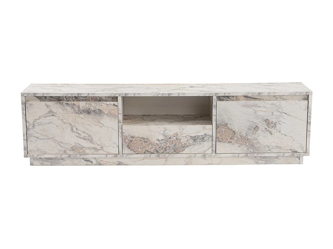 Meuble tv moderne 3 portes basculantes Diazon L160cm Effet marbre