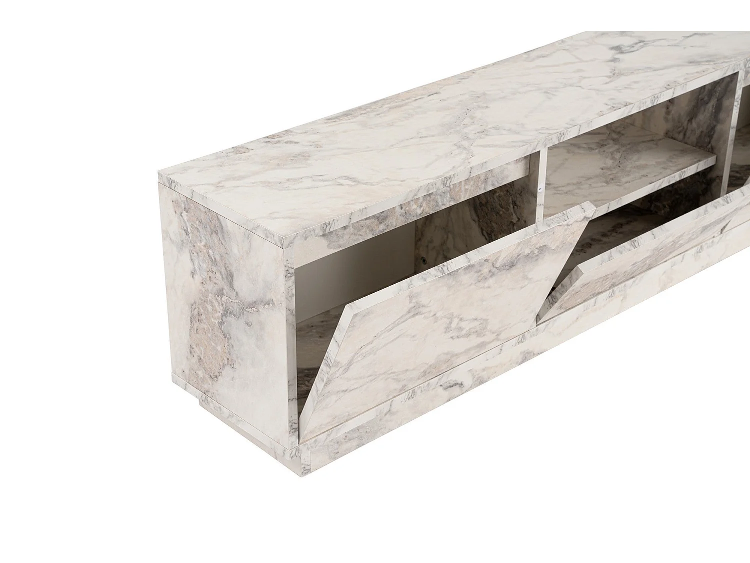 Meuble tv moderne 3 portes basculantes Diazon L160cm Effet marbre